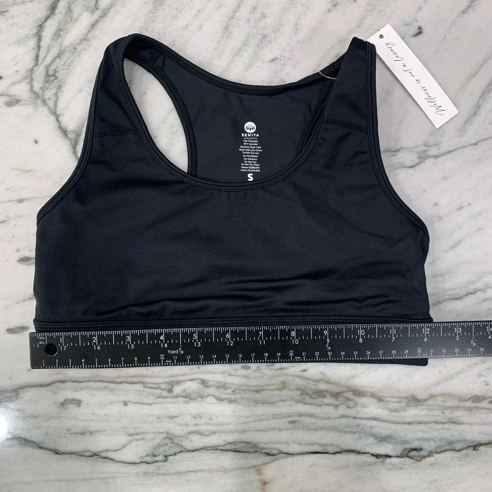 Senita Athletics Girls + Sports Bra Top Black Racerback Activewear‎ Small